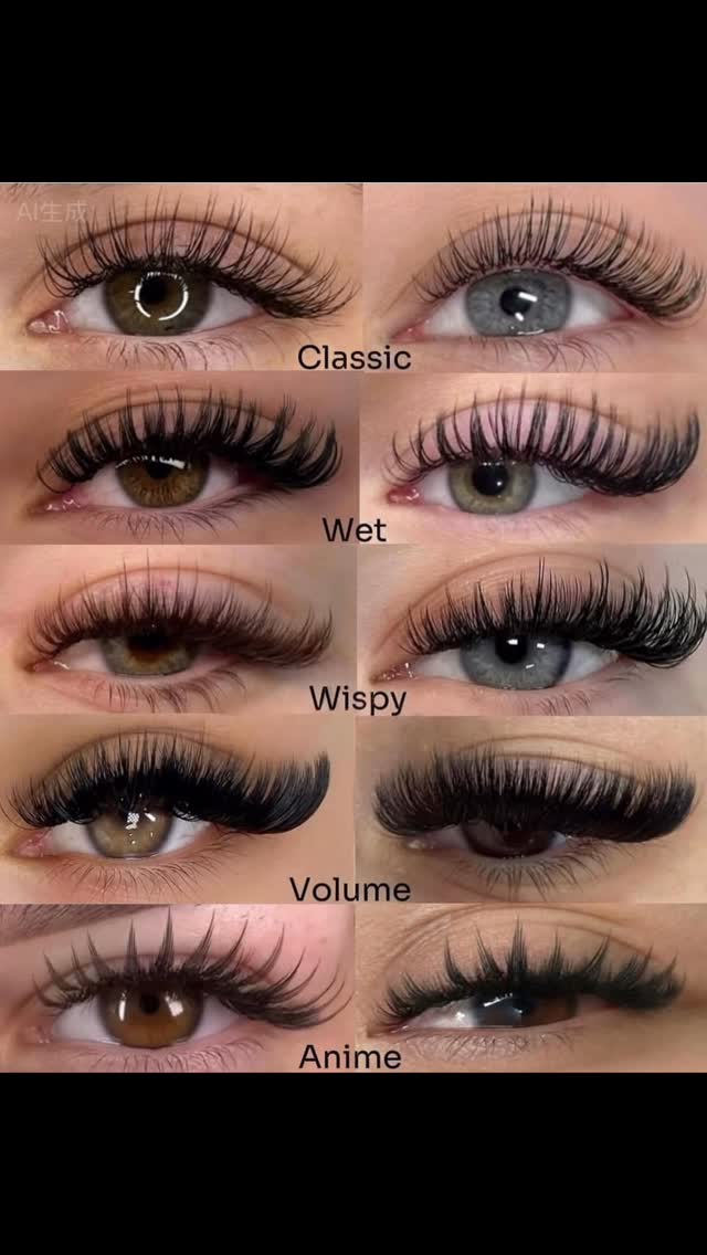 Visual guide to lash extension styles: classic, semi-volume and full volume